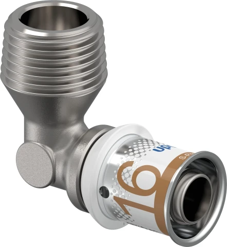 1070532 Uponor press elbow 90° metal, 16-1/2" male thread
