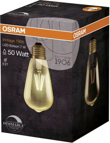 Spuldze OSRAM LED 6.5W 725lm 2400K E27 DIM VINTAGE 1906 EDISON zelta krāsā