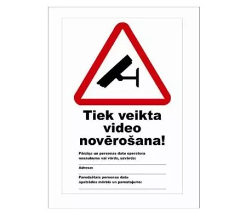Zīme  ''Video novērošana''  10x17cm