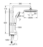 GROHE Душевая система без термостата с переключателем Vitalio Start 250, хром, 26680001