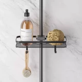 Plaukts dušas stienim ORIGIN, 29x11x9cm, melns, Metaltex