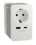UNICA Galda bloks S kontaktligzda + USB-A/C balts INS44050