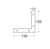 Stūra leņķis 150x150x25x2.5 mm