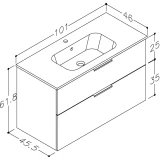 KAME GRAND vannas istabas skapis 100cm ar izlietni, grafīts 618x1010x460mm (21113622)