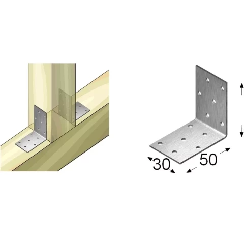 Leņķis mēbelēm 2.0mm 30x50x50mm, 300-107