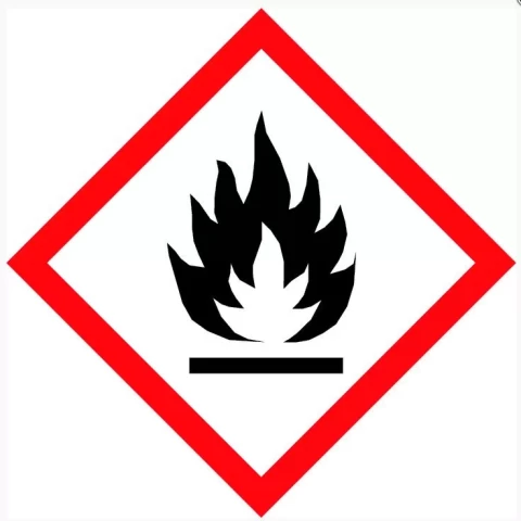 Uzlīme  ''Degoša viela,  ugunsbīstama telpa'' 12x12cm