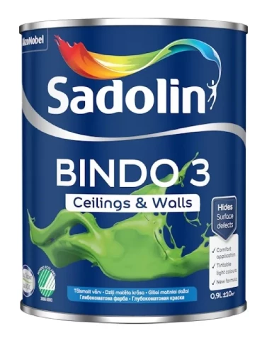 Sadolin BINDO 3 BW 0,9л Глубоко-матовая краска для стен и потолков