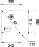FRANKE izlietne BXX 210/110-34 PopUp 380x450mm nerūs.tērauds pulēts 127.0374.687