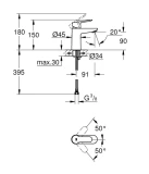 GROHE Смеситель для раковины Start Edge, хром, 23344000