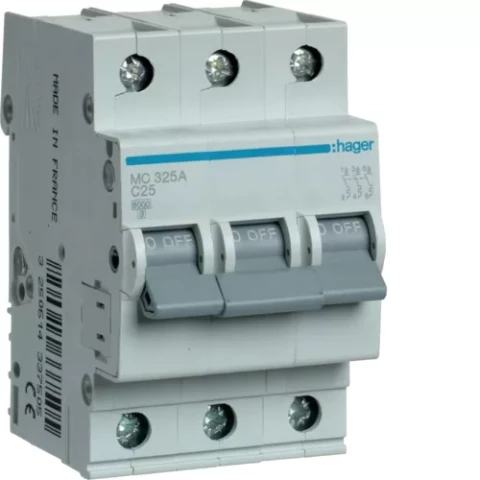 Automātiskais drošinātājs HAGER 3P C 25A 6kA MC325A