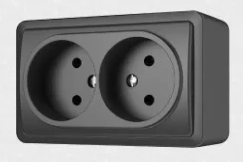 VILMA SL 250 Socket with two sockets, surface-mounted, without grounding, anthracite