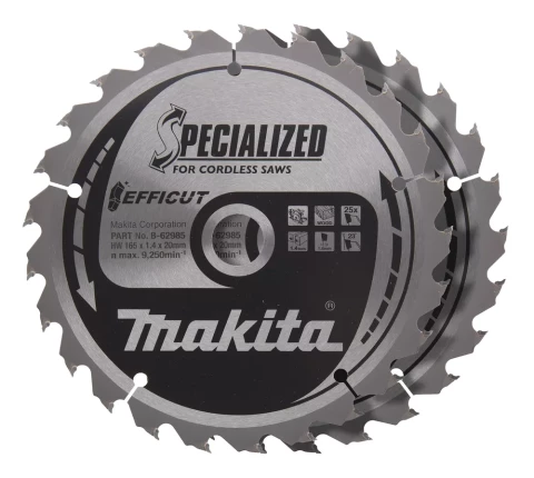 Пильное полотно по дереву T.C.T. 165X1,4X20мм 23° T25 EFFICUT B-62985 MAKITA