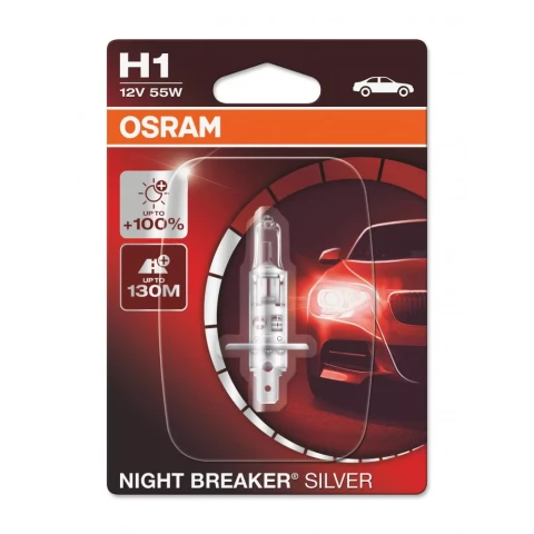 AUTO SPULDZE OSRAM 55W 12V  H1 Night breaker silver 1gb blister