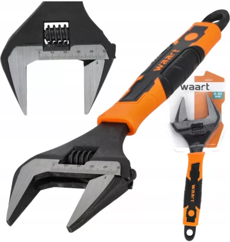 Adjustable wrench, 250 mm, 10 in, 0-50 mm, slim jaw