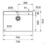 FRANKE nerūsējošā tērauda izlietne MRX 210-70 TL, 127.0531.917
