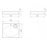 PAA Sink CLARO MINI, white 600x500 complete with brackets