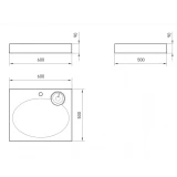 PAA izlietne CLARO MINI 600x500 mm ar kronšteiniem, balta, virs veļas mašīnas
