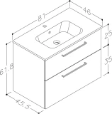 KAME GRAND bathroom cabinet 80cm with sink, matt white 16113512