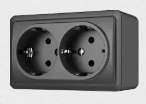 VILMA SL 250 Socket with two sockets, surface mounting, with grounding, anthracite
