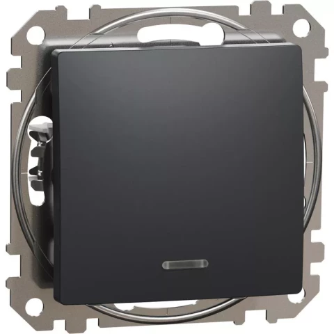 Sedna slēdzis 10AX zils indikators LED,antracīts