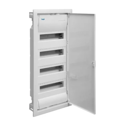 Modular box HAGER VOLTA in the wall metal doors 4 line each by 12 modules size 740x335x90 мм
