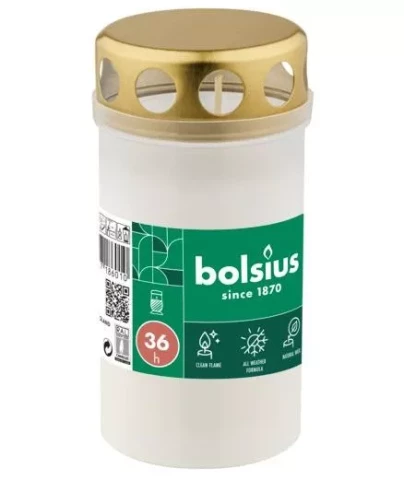 BOLSIUS Outdoor candle 36h white in a plastic container with lid d6×12 cm, 20 pcs/pack