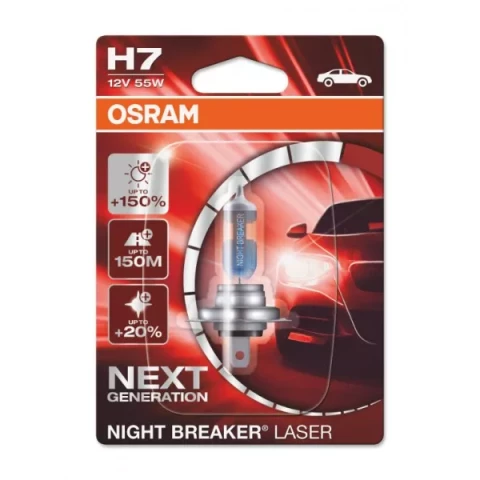 AUTO SPULDZE OSRAM 55W 12V  H7  Night breaker laser 1gb blister