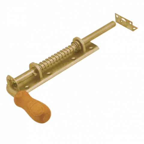 Aizbīdnis 260x190x50mm ar koka detaļu, dzelteni cikots