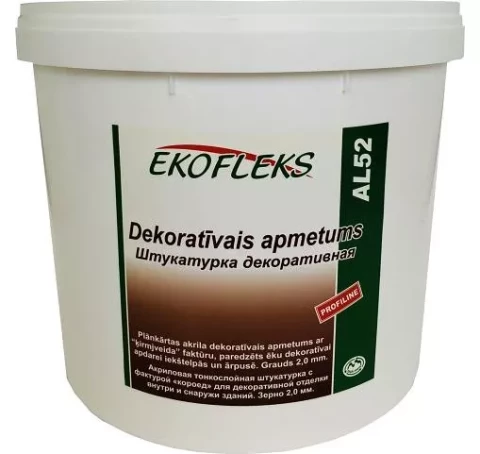 Ekofleks AL52 Dekoratīvais apmetums, akrila bāze "ķirmjveida" 2,0mm - 25kg  (bāze)