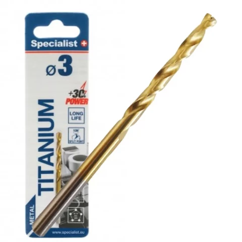 Drill for metal titanium 3 mm, 1 piece, Specialist +