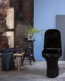 Toilet Estetic 8300 - Hygienic Flush,Soft Close/Quick Release seat, Ceramicplus, for glueing, black