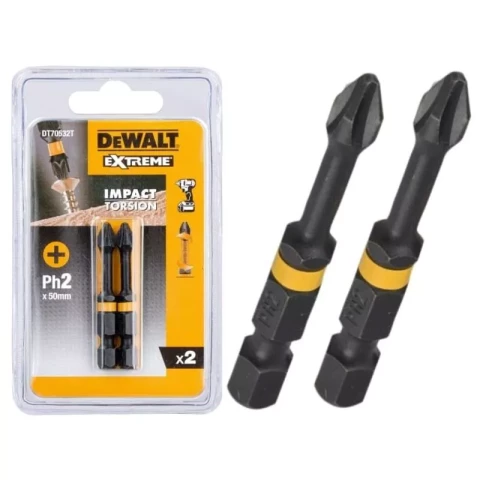 DeWALT EXTREME IMPACT TORSION uzgaļi PH2, 50 mm, 2 gab/iep., DT70532T-QZ