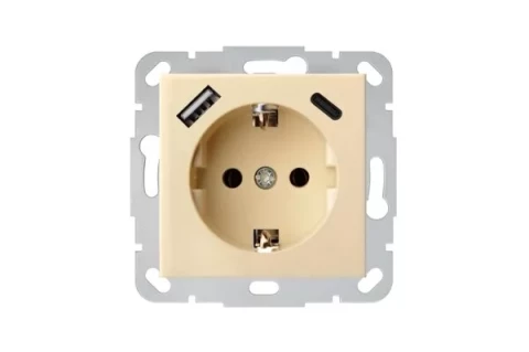 Liregus EPSILON ligzda ar USB A+C 3.4A 220V b/r,smilšu