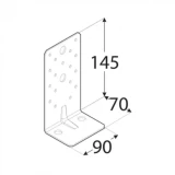 Leņķis 145x70x90x2.5mm, pastiprināts