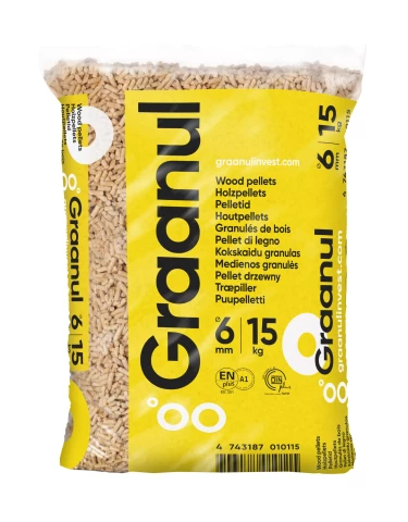 Wood Pellets 6 mm, 15 kg, 66 Bags per Pallet, 990 kg