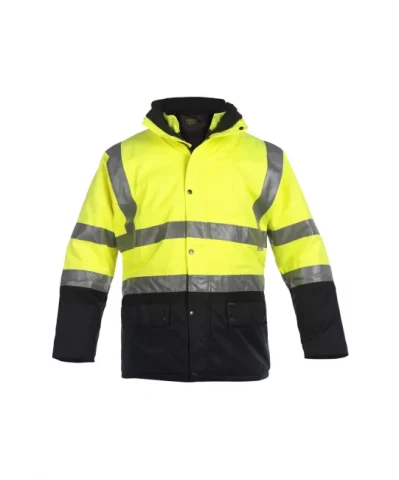 Siltā darba jaka 4in1 Hi-Vis dzeltena (izņemama flīsa jaka, noņemamas piedurknes), Izm. XL