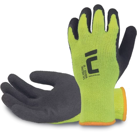 Теплые перчатки из полиэстера с латексным покрытием, размер 9/L.