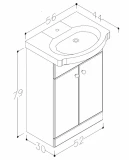 Bottom cabinet with washbasin Piano VA55-1/P