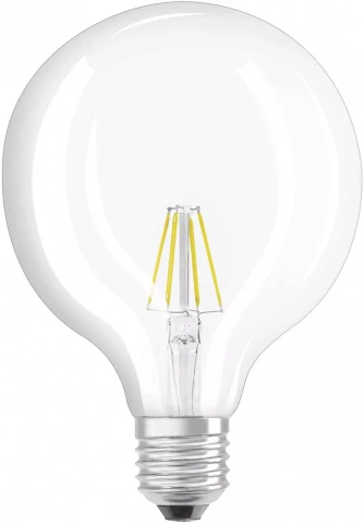 Spuldze OSRAM LED 4W 470lm 2700K E27 G125 GLOBE LEDSTAR RETROFIT caurspīdīga CLG40CD