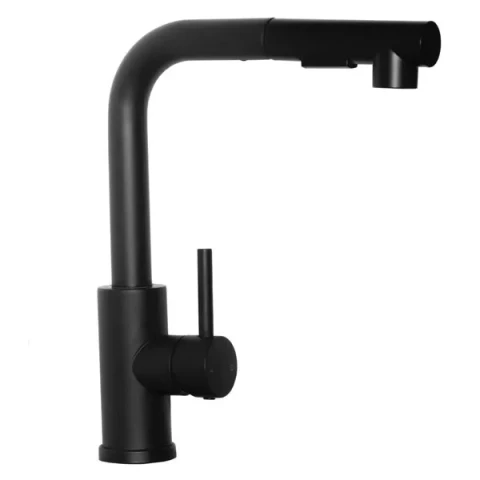 Kitchen faucet Steel L with hand shower, black RV024
