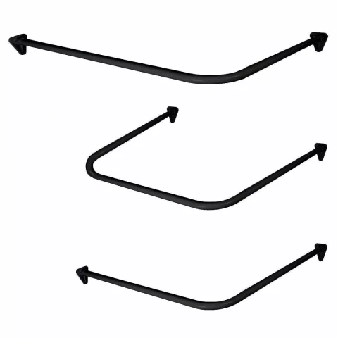 673-20 Stūra dušas aizkaru stanga universāla, melna
