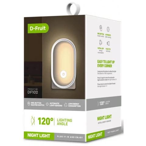 Night light in rosette with sensor dimmable 0.5W 3500K D-Fruit DF102