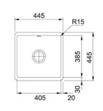 FRANKE Keramiskā izlietne pabūvējama KBK 110-40 445x445mm balta 126.0335.711