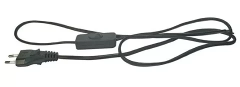Vads ar kontaktdakšu un pogu 2x0.75mm2 2m H03VVH2-F melns