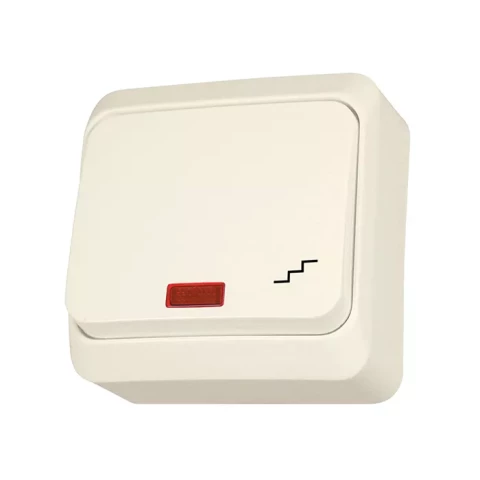 Переключатель 1-клавишный кремовый PRIMA с лампой