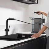 Hansgrohe virtuves izlietnes maisītājs ar izvelkamu dušu Talis M54 270 1jet, matēts melns