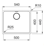 FRANKE pabūvējamā virtuves izlietne MYTHOS MYX 110-50, 500x440x200mm, 122.0601.316