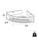 CADDY corner basket large, stainless steel brushed