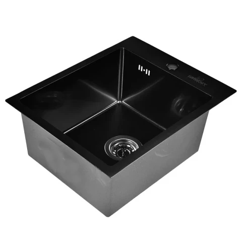 Steel kitchen sink WISENT, 60x50cm, graphite, soap dispenser, siphon