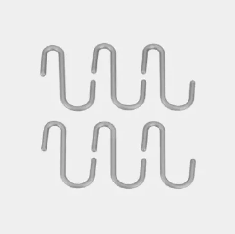 S-shaped hook CITY, metallic 6pcs.